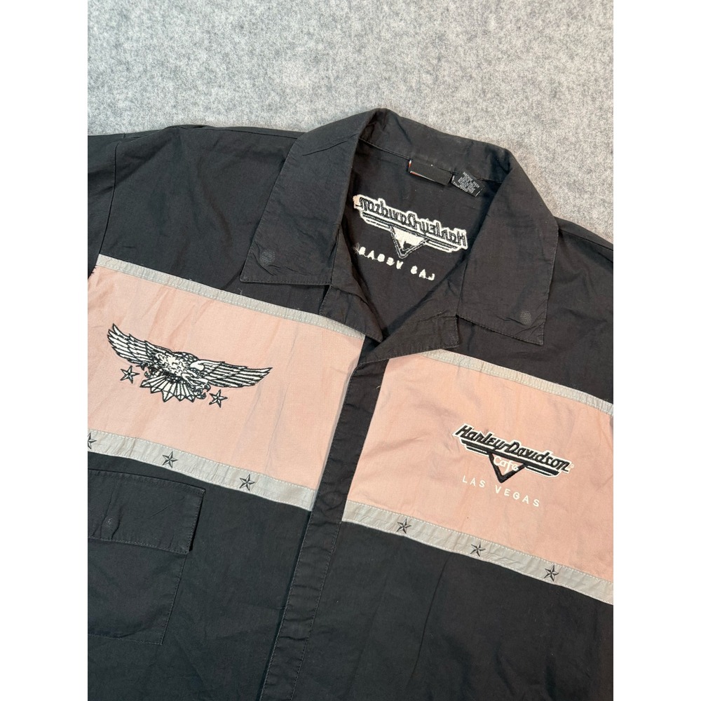 Vintage Harley Davidson Cafe Las Vegas Shirt Mens 2XL Black Biker Eagle Star 2XL